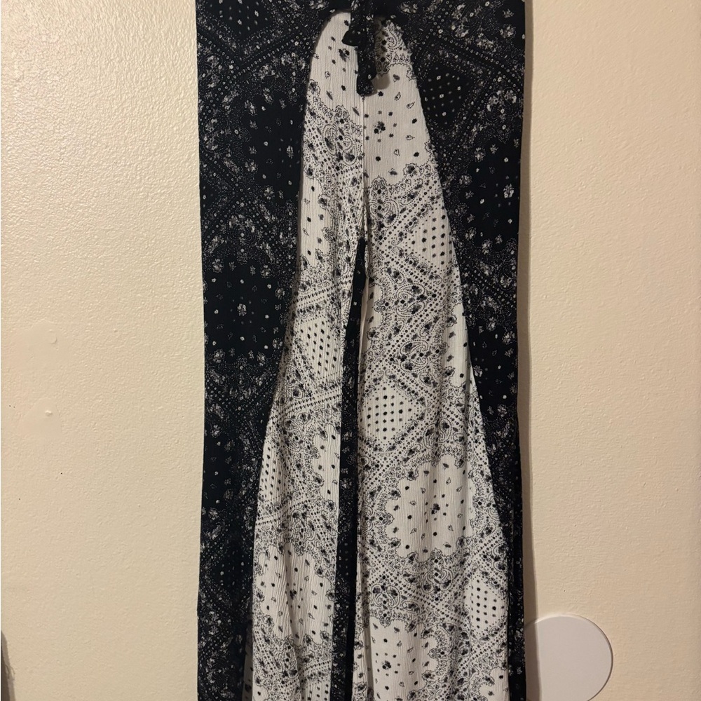 No Boundaries Black and White Patterned Pants